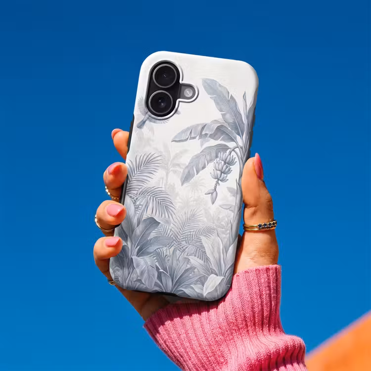 Natuur - Vogel - Jungle - Illustratie - Blauw Toughcase MagSafe Apple iPhone 17 klein -Sfeer1V