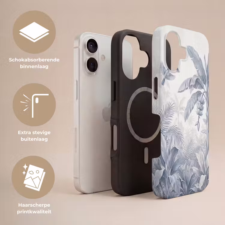 Natuur - Vogel - Jungle - Illustratie - Blauw Toughcase MagSafe Apple iPhone 17 klein -USP_Lagen_NL