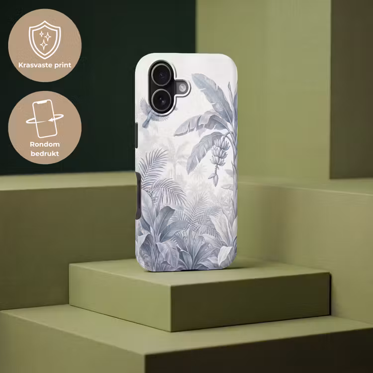 Natuur - Vogel - Jungle - Illustratie - Blauw Toughcase MagSafe Apple iPhone 17 klein -USP_PrintM_NL