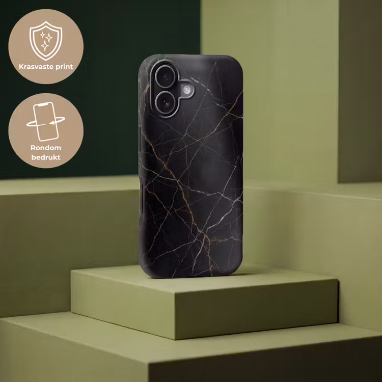 Natuursteen - Marmerpatroon - Abstract - Modern - Zwart - Goud Toughcase MagSafe Apple iPhone 17 klein -USP_PrintM_NL