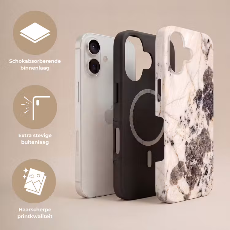 Natuursteen - Patroon - Abstract - Beige - Grijs Toughcase MagSafe Apple iPhone 17 klein -USP_Lagen_NL