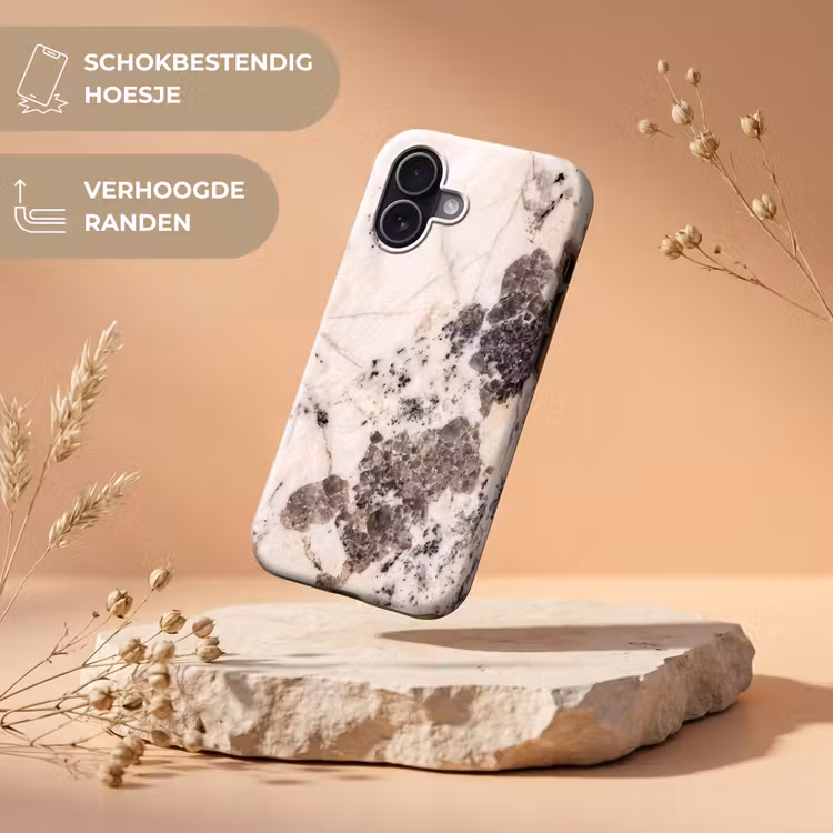 Natuursteen - Patroon - Abstract - Beige - Grijs Toughcase MagSafe Apple iPhone 17 klein -USP_RandenV_NL