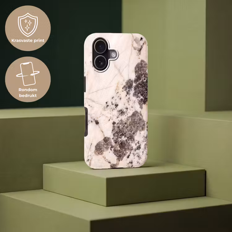 Natuursteen - Patroon - Abstract - Beige - Grijs Toughcase MagSafe Apple iPhone 17 klein -USP_PrintM_NL