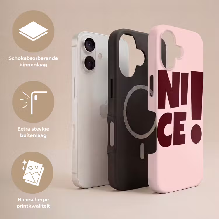 Nice - Uitroepteken - Roze Toughcase MagSafe Apple iPhone 17 klein -USP_Lagen_NL