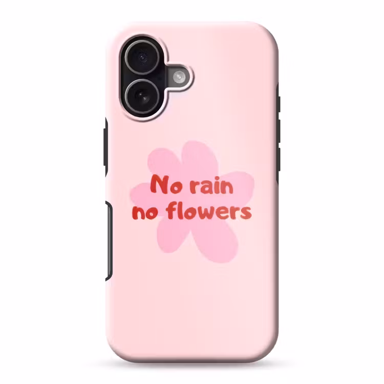No rain no flowers - Bloem - Roze Toughcase MagSafe Apple iPhone 17 klein -3d