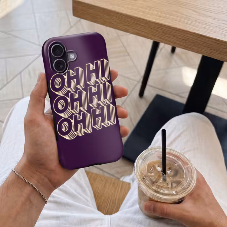 Oh hi - Paars - 3D Toughcase MagSafe Apple iPhone 17 klein -Sfeer1M