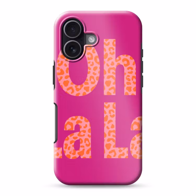 Oh la la - Luipaardprint - Roze Toughcase MagSafe Apple iPhone 17 klein -3d