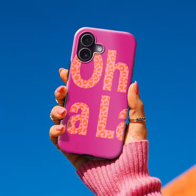Oh la la - Luipaardprint - Roze Toughcase MagSafe Apple iPhone 17 klein -Sfeer1V