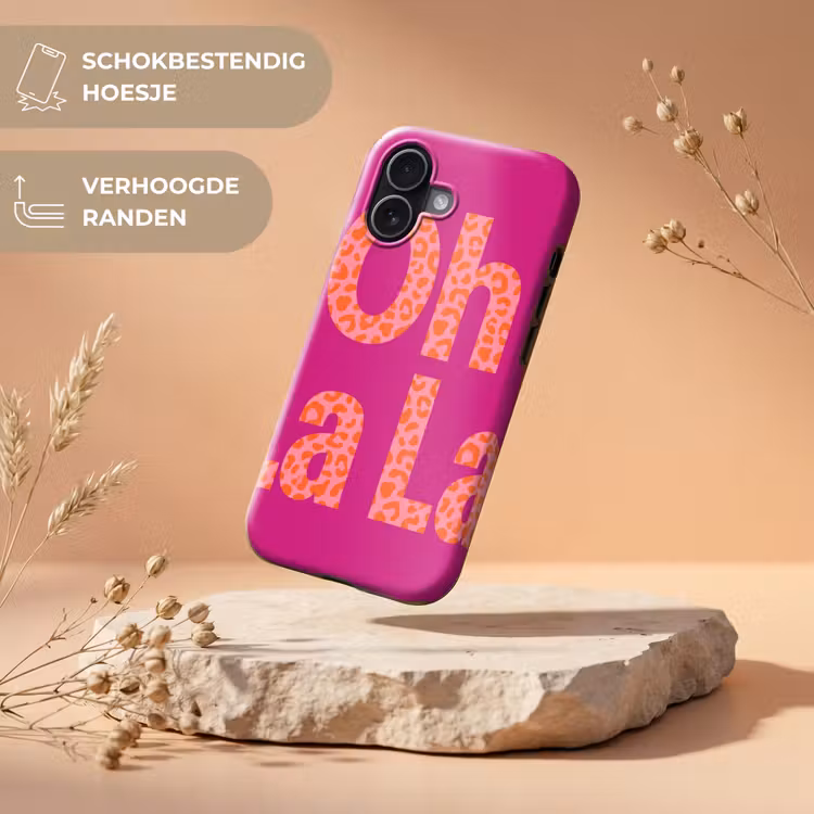 Oh la la - Luipaardprint - Roze Toughcase MagSafe Apple iPhone 17 klein -USP_RandenV_NL