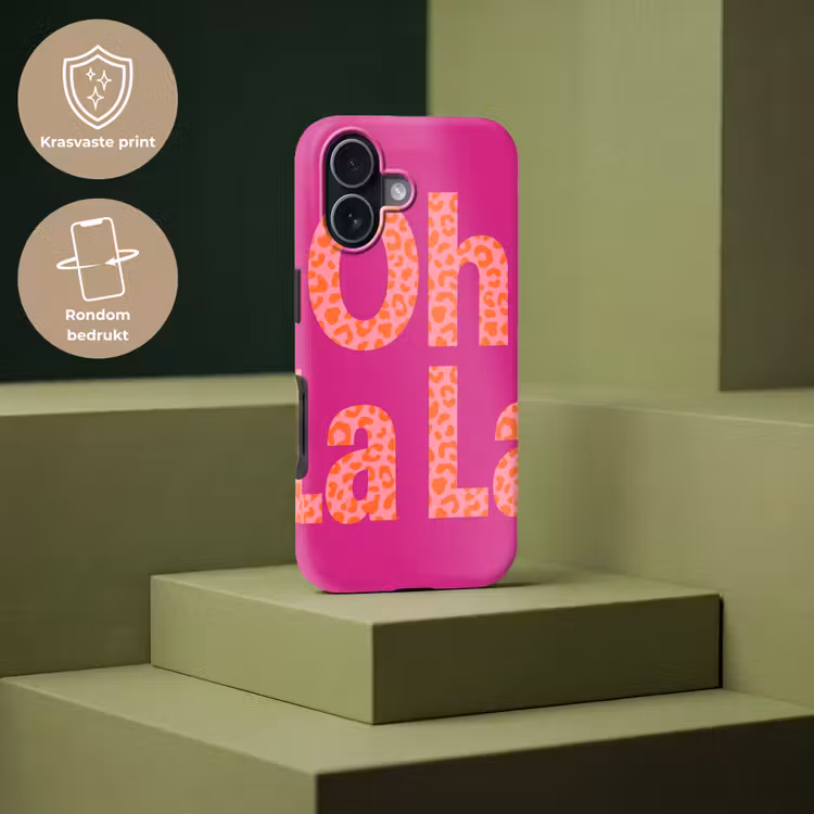 Oh la la - Luipaardprint - Roze Toughcase MagSafe Apple iPhone 17 klein -USP_PrintM_NL