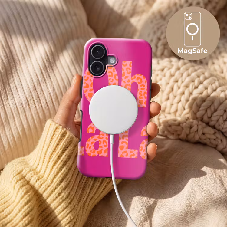 Oh la la - Luipaardprint - Roze Toughcase MagSafe Apple iPhone 17 klein -USP_MagsafeV