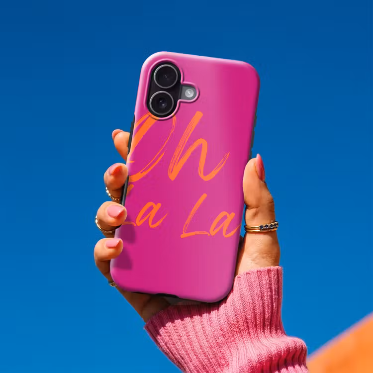 Oh la la - Oranje - Roze Toughcase MagSafe Apple iPhone 17 klein -Sfeer1V