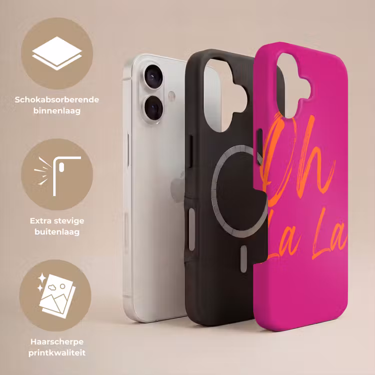 Oh la la - Oranje - Roze Toughcase MagSafe Apple iPhone 17 klein -USP_Lagen_NL