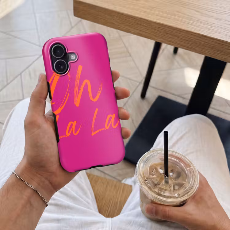 Oh la la - Oranje - Roze Toughcase MagSafe Apple iPhone 17 klein -Sfeer1M