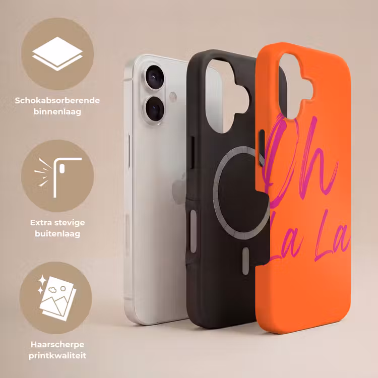 Oh la la - Oranje - Roze - Grafisch Toughcase MagSafe Apple iPhone 17 klein -USP_Lagen_NL