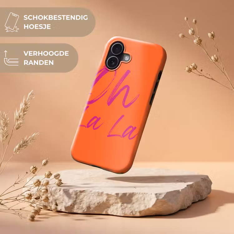 Oh la la - Oranje - Roze - Grafisch Toughcase MagSafe Apple iPhone 17 klein -USP_RandenV_NL