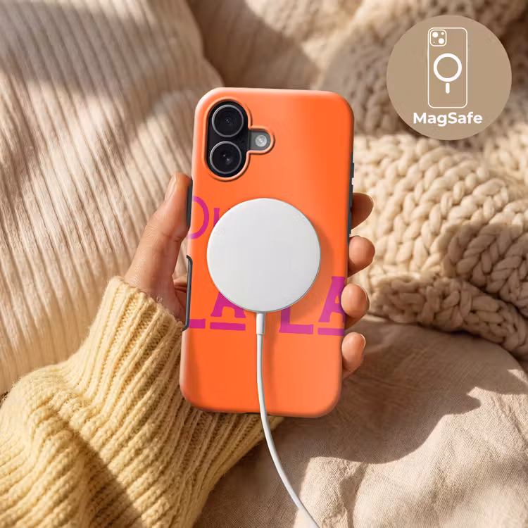 Oh la la - Oranje - Roze - Scheeflettertype Toughcase MagSafe Apple iPhone 17 klein -USP_MagsafeV