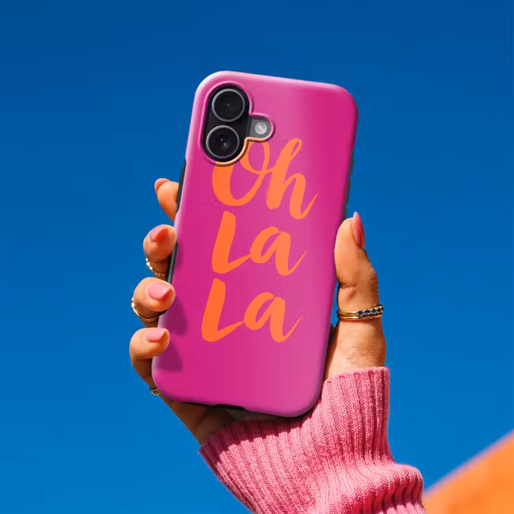 Oh la la - Roze - Oranje - Minimalistisch Toughcase MagSafe Apple iPhone 17 klein -Sfeer1V