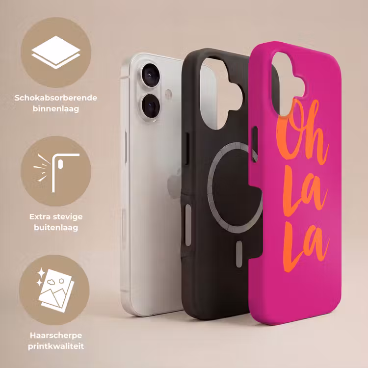 Oh la la - Roze - Oranje - Minimalistisch Toughcase MagSafe Apple iPhone 17 klein -USP_Lagen_NL