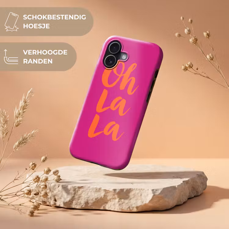 Oh la la - Roze - Oranje - Minimalistisch Toughcase MagSafe Apple iPhone 17 klein -USP_RandenV_NL