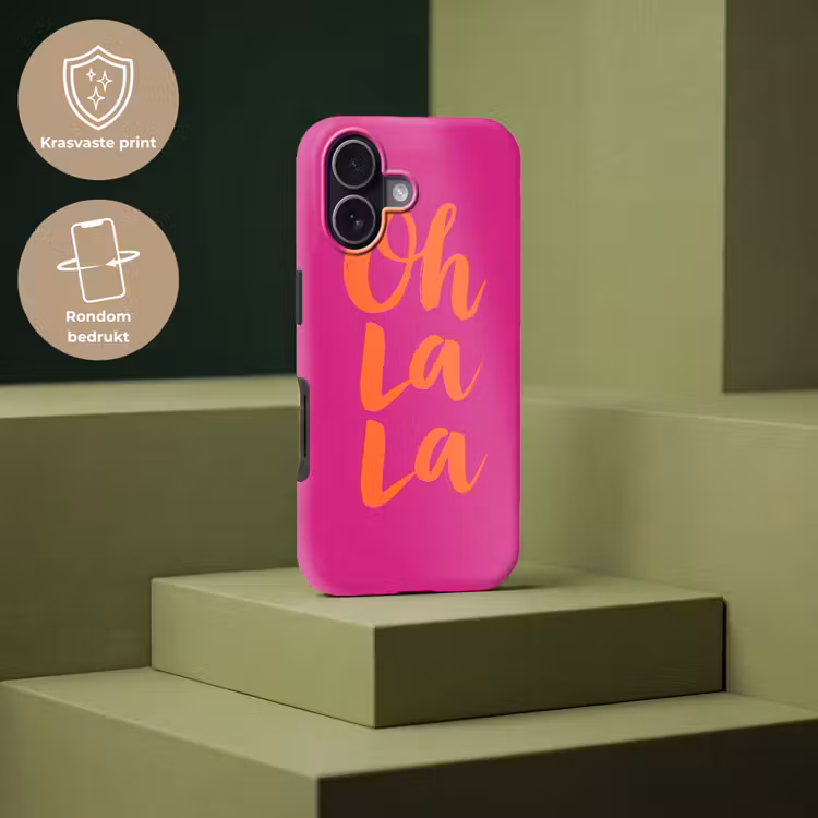 Oh la la - Roze - Oranje - Minimalistisch Toughcase MagSafe Apple iPhone 17 klein -USP_PrintM_NL