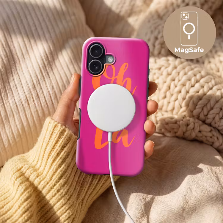 Oh la la - Roze - Oranje - Minimalistisch Toughcase MagSafe Apple iPhone 17 klein -USP_MagsafeV