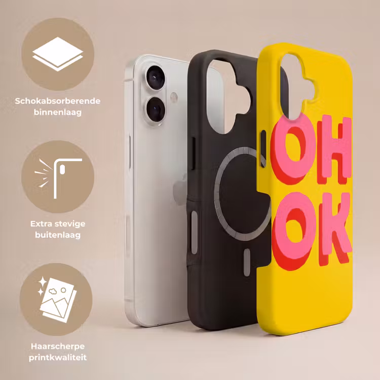 Oh ok - 3D - Geel - Roze Toughcase MagSafe Apple iPhone 17 klein -USP_Lagen_NL