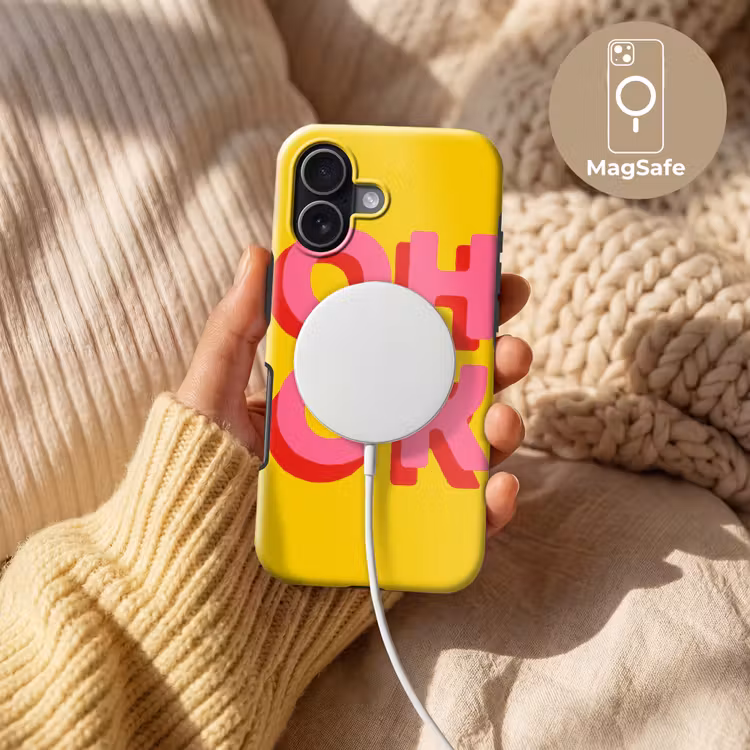 Oh ok - 3D - Geel - Roze Toughcase MagSafe Apple iPhone 17 klein -USP_MagsafeV
