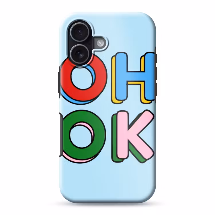 Oh ok - Blauw - Kleurrijk Toughcase MagSafe Apple iPhone 17 klein -3d
