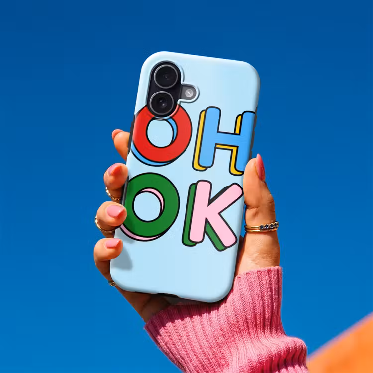Oh ok - Blauw - Kleurrijk Toughcase MagSafe Apple iPhone 17 klein -Sfeer1V