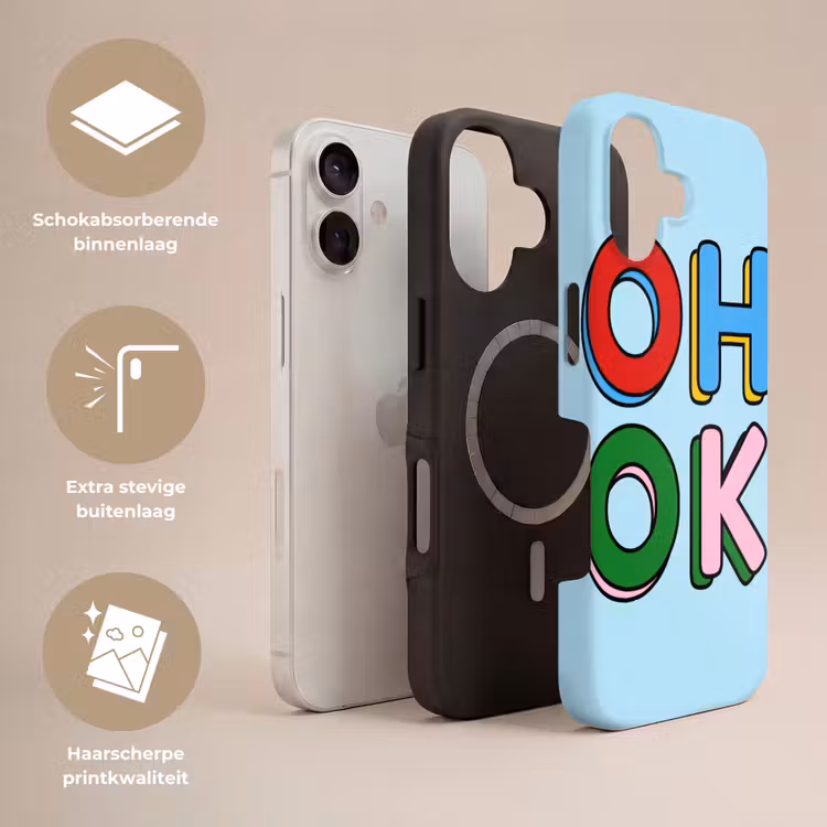 Oh ok - Blauw - Kleurrijk Toughcase MagSafe Apple iPhone 17 klein -USP_Lagen_NL