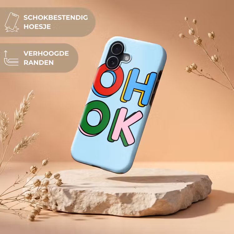 Oh ok - Blauw - Kleurrijk Toughcase MagSafe Apple iPhone 17 klein -USP_RandenV_NL