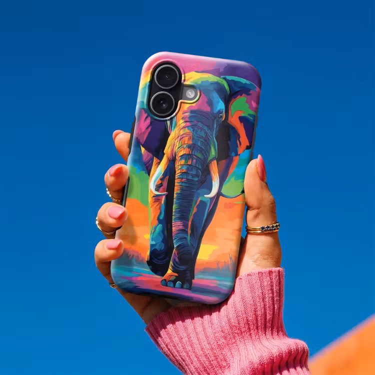 Olifant - Kleurrijk - Lucht - Abstract Toughcase MagSafe Apple iPhone 17 klein -Sfeer1V