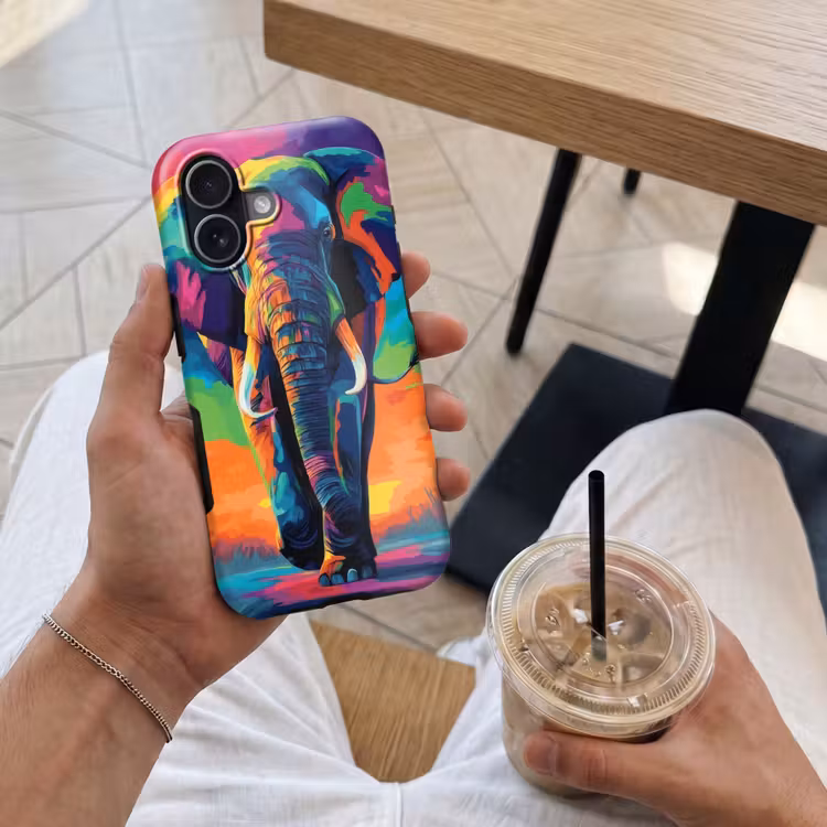 Olifant - Kleurrijk - Lucht - Abstract Toughcase MagSafe Apple iPhone 17 klein -Sfeer1M