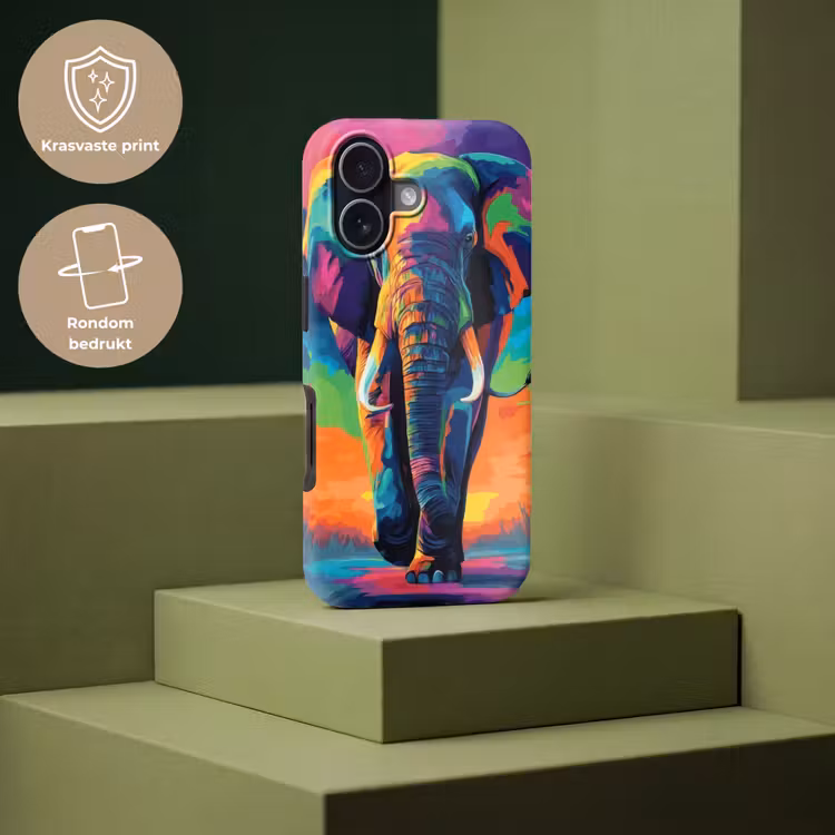 Olifant - Kleurrijk - Lucht - Abstract Toughcase MagSafe Apple iPhone 17 klein -USP_PrintM_NL