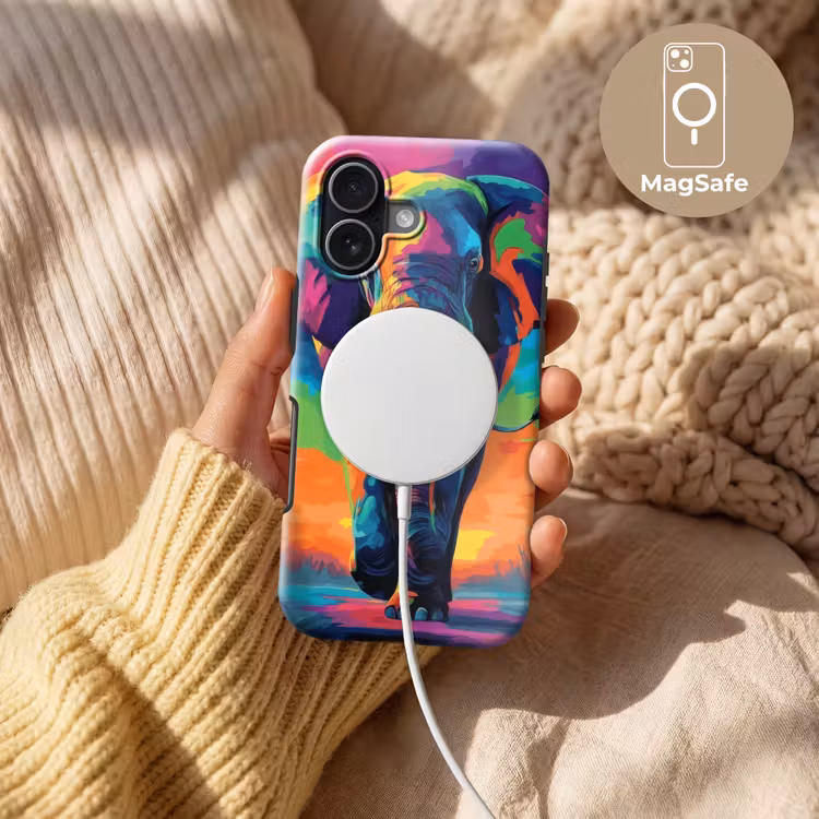 Olifant - Kleurrijk - Lucht - Abstract Toughcase MagSafe Apple iPhone 17 klein -USP_MagsafeV