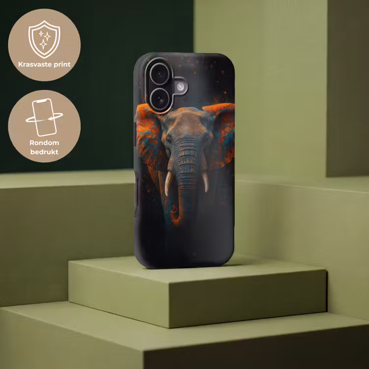 Olifant - Oranje - Oren Toughcase MagSafe Apple iPhone 17 klein -USP_PrintM_NL