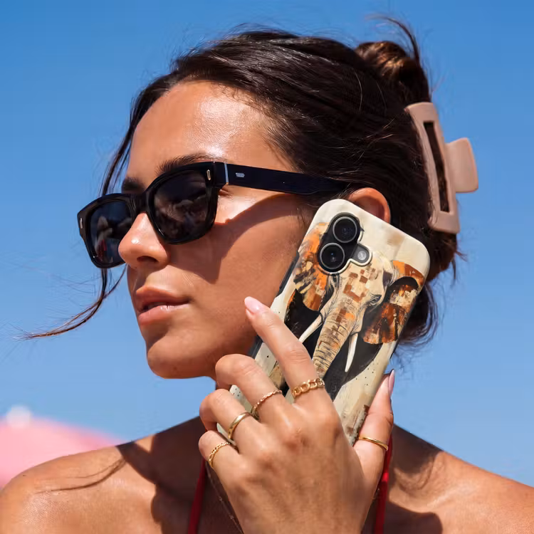 Olifant - Slurf - Mozaïek - Abstract Toughcase MagSafe Apple iPhone 17 klein -Sfeer2V