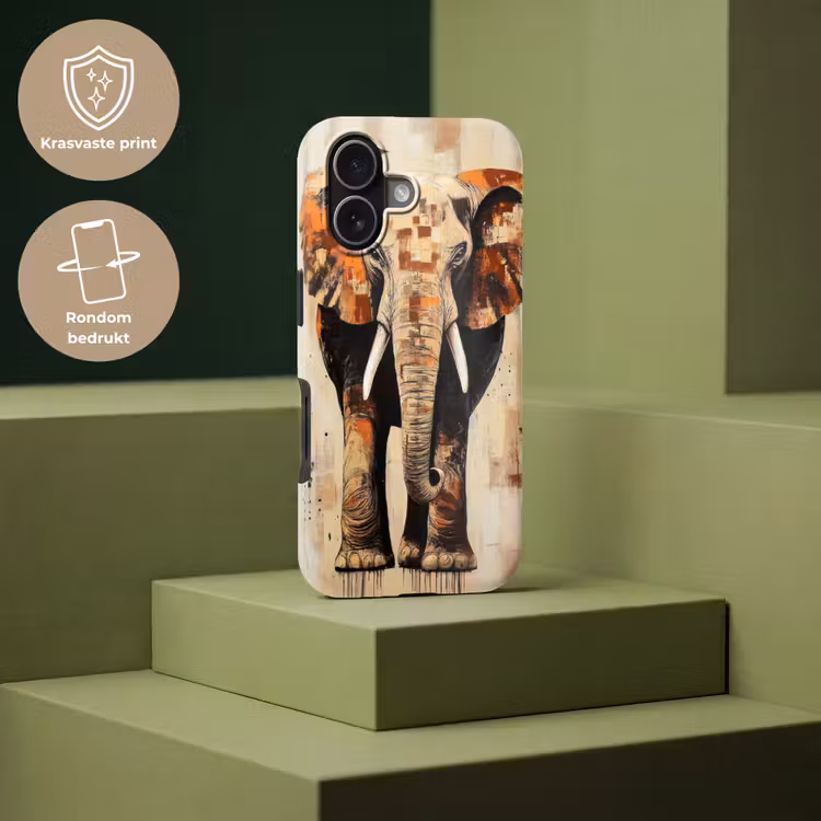 Olifant - Slurf - Mozaïek - Abstract Toughcase MagSafe Apple iPhone 17 klein -USP_PrintM_NL