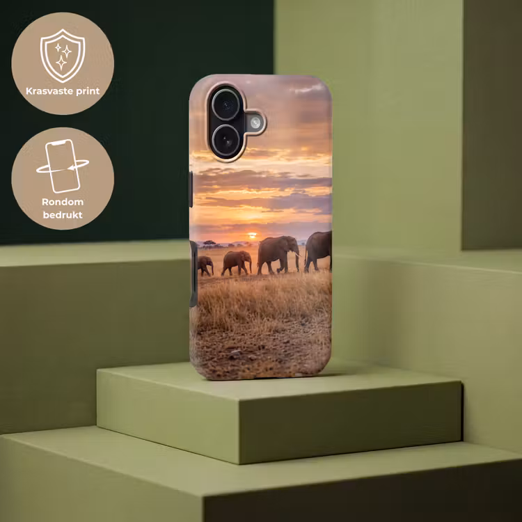 Olifanten - Savanne - Zonsondergang - Afrika - Warm Toughcase MagSafe Apple iPhone 17 klein -USP_PrintM_NL