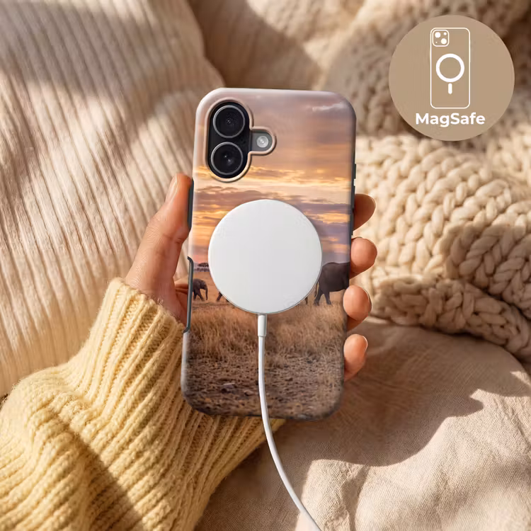 Olifanten - Savanne - Zonsondergang - Afrika - Warm Toughcase MagSafe Apple iPhone 17 klein -USP_MagsafeV