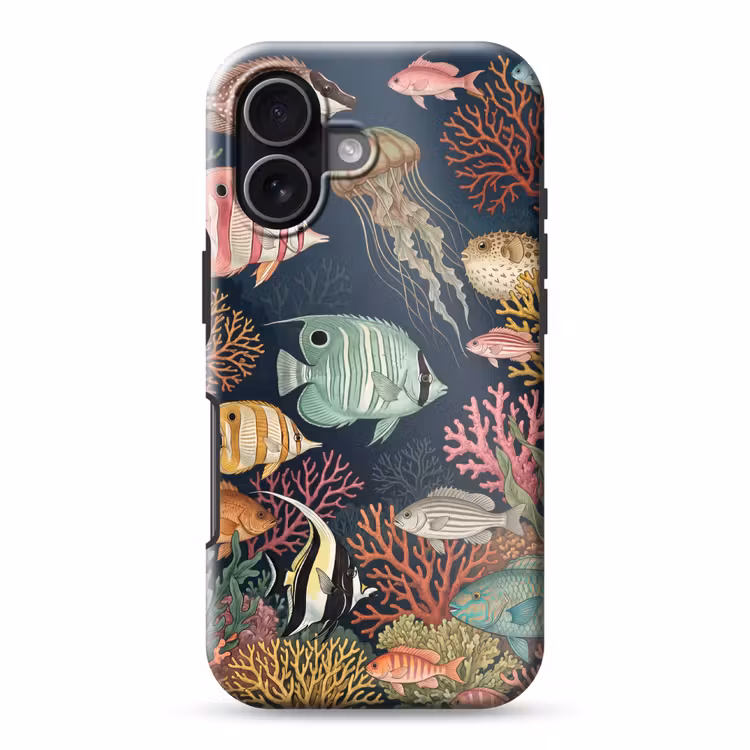 Onderwaterwereld - Vissen - Koraal - Illustratie - Kleurrijk Toughcase MagSafe Apple iPhone 17 klein -3d