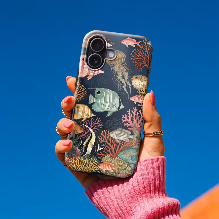 Onderwaterwereld - Vissen - Koraal - Illustratie - Kleurrijk Toughcase MagSafe Apple iPhone 17 klein -Sfeer1V