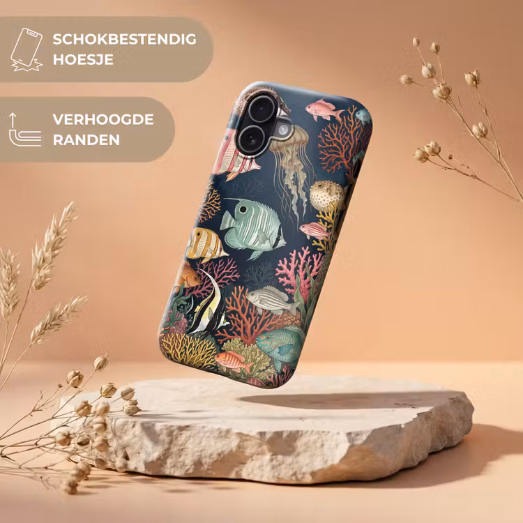 Onderwaterwereld - Vissen - Koraal - Illustratie - Kleurrijk Toughcase MagSafe Apple iPhone 17 klein -USP_RandenV_NL