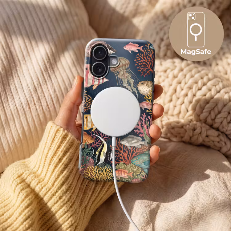Onderwaterwereld - Vissen - Koraal - Illustratie - Kleurrijk Toughcase MagSafe Apple iPhone 17 klein -USP_MagsafeV