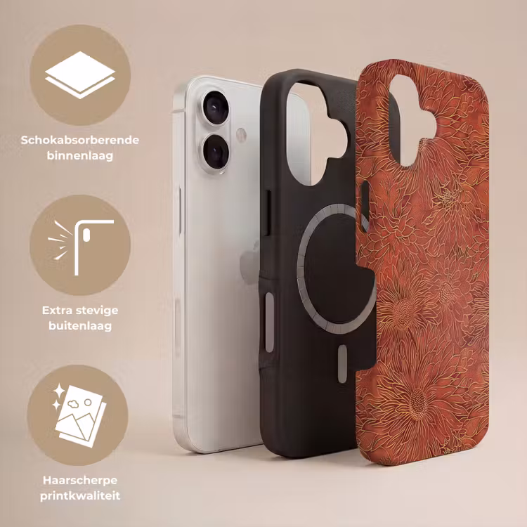 Oosters - Bloemen - Terracotta Toughcase MagSafe Apple iPhone 17 klein 1017 -USP_Lagen_NL