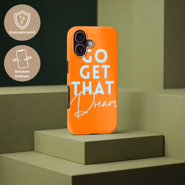 Oranje - Blauw - Go get that dream Toughcase MagSafe Apple iPhone 17 klein -USP_PrintM_NL