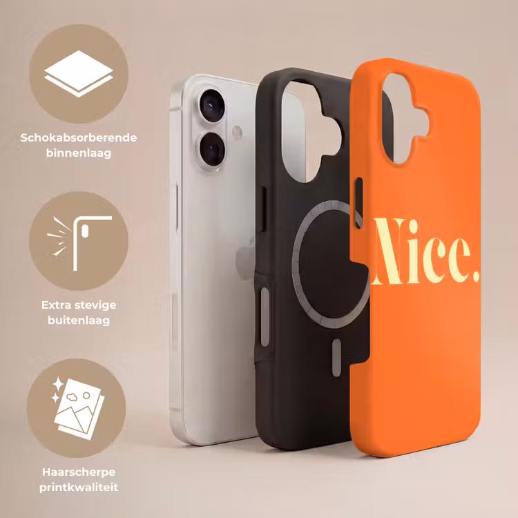 Oranje - Gebroken wit - Nice Toughcase MagSafe Apple iPhone 17 klein -USP_Lagen_NL