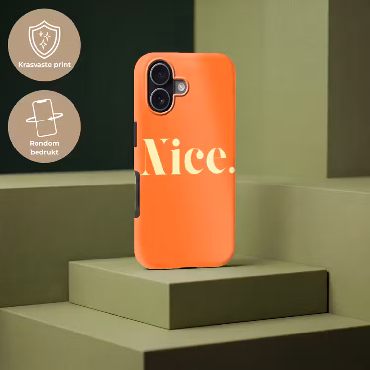 Oranje - Gebroken wit - Nice Toughcase MagSafe Apple iPhone 17 klein -USP_PrintM_NL