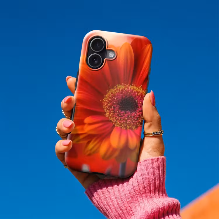 Oranje - Gerbera - Intens Toughcase MagSafe Apple iPhone 17 klein -Sfeer1V